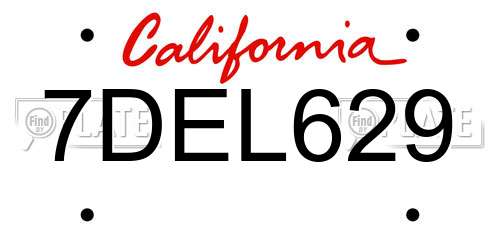 7DEL629 California License Plate