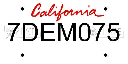 7DEM075 California License Plate