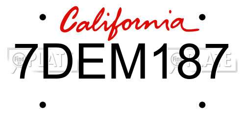 7DEM187 California License Plate