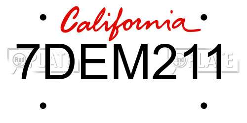 7DEM211 California License Plate