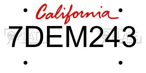 7DEM243 California License Plate