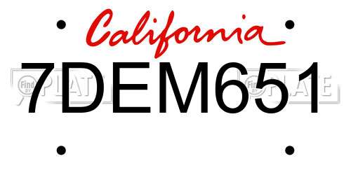 7DEM651 California License Plate