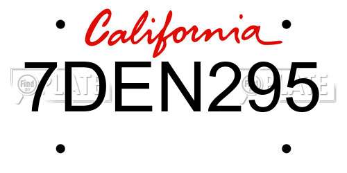 7DEN295 California License Plate