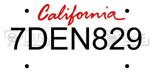 7DEN829 California License Plate