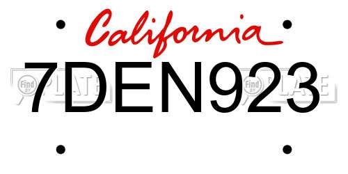 7DEN923 California License Plate