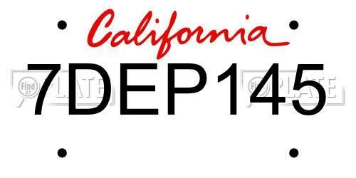 7DEP145 California License Plate