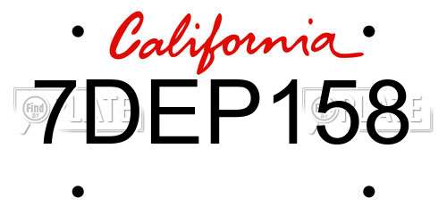 7DEP158 California License Plate