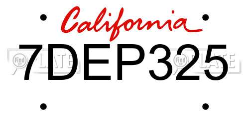 7DEP325 California License Plate