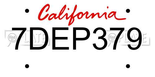 7DEP379 California License Plate