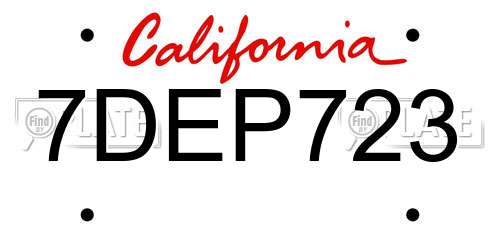7DEP723 California License Plate