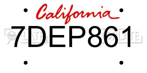 7DEP861 California License Plate