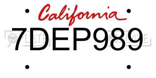 7DEP989 California License Plate
