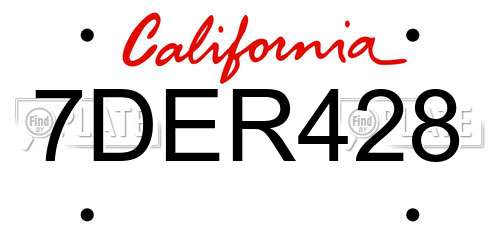 7DER428 California License Plate