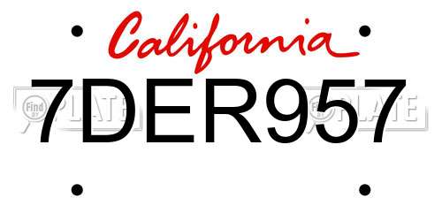 7DER957 California License Plate