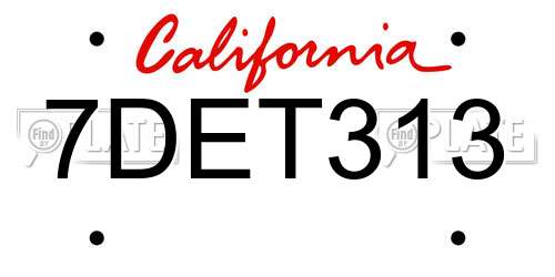 7DET313 California License Plate