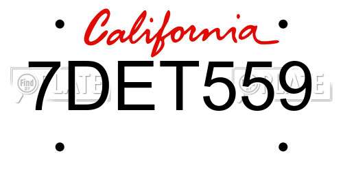 7DET559 California License Plate