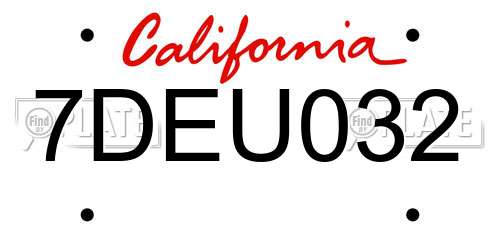 7DEU032 California License Plate