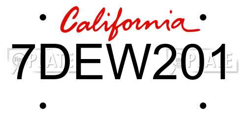 7DEW201 California License Plate