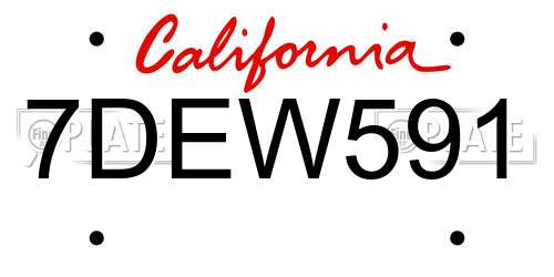 7DEW591 California License Plate
