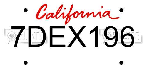 7DEX196 California License Plate