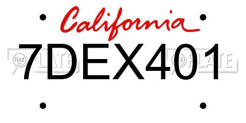 7DEX401 California License Plate