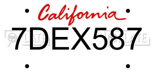 7DEX587 California License Plate