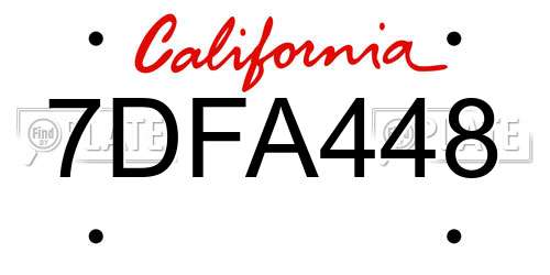 7DFA448 California License Plate