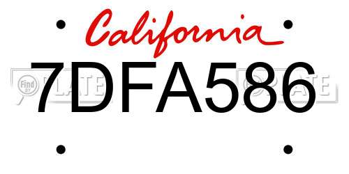 7DFA586 California License Plate