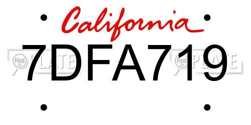 7DFA719 California License Plate