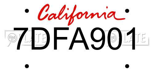 7DFA901 California License Plate