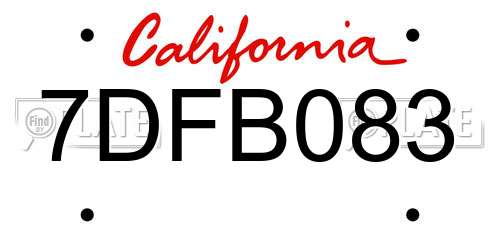 7DFB083 California License Plate