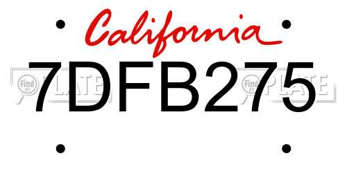7DFB275 California License Plate