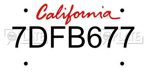 7DFB677 California License Plate