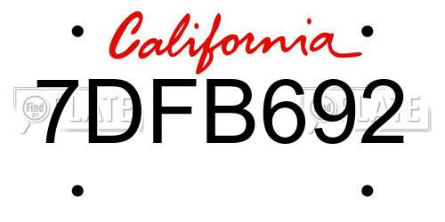 7DFB692 California License Plate
