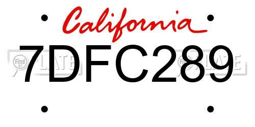 7DFC289 California License Plate