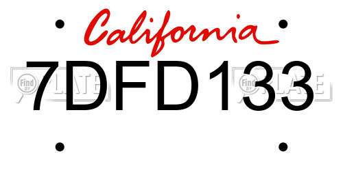 7DFD133 California License Plate