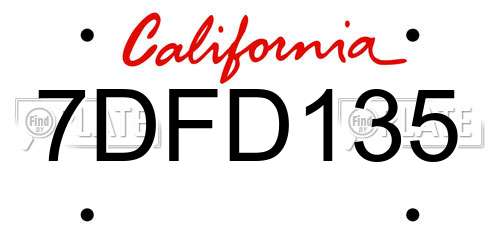 7DFD135 California License Plate