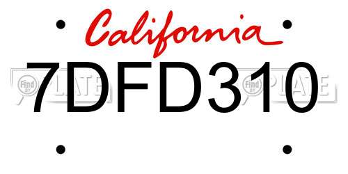 7DFD310 California License Plate