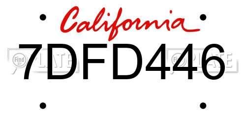 7DFD446 California License Plate