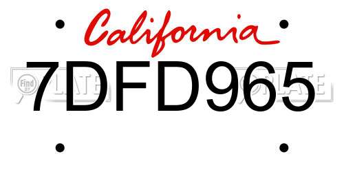 7DFD965 California License Plate