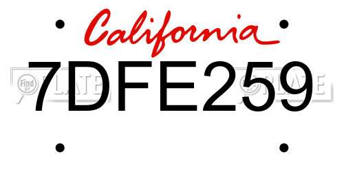7DFE259 California License Plate