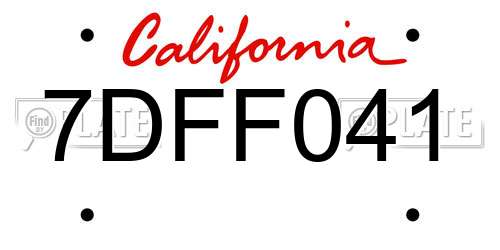 7DFF041 California License Plate