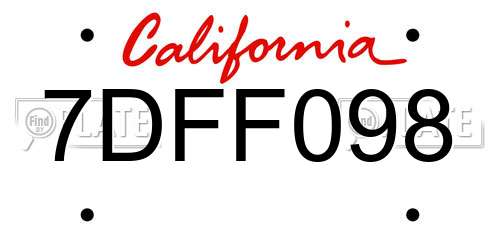 7DFF098 California License Plate
