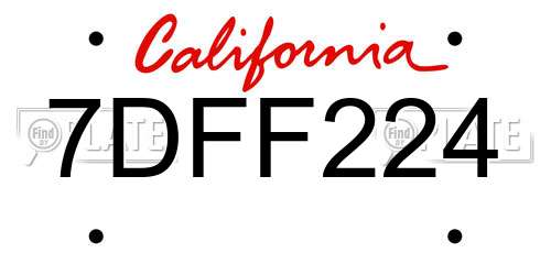 7DFF224 California License Plate