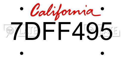 7DFF495 California License Plate