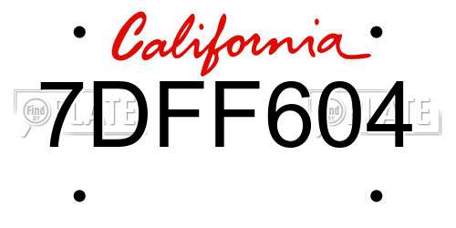 7DFF604 California License Plate