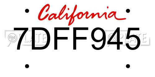 7DFF945 California License Plate