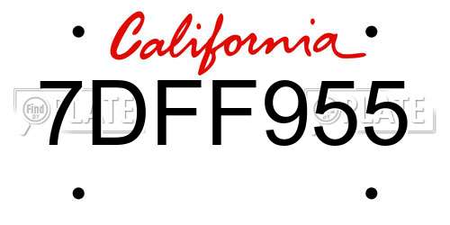 7DFF955 California License Plate