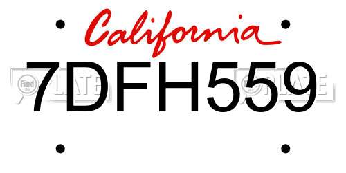 7DFH559 California License Plate