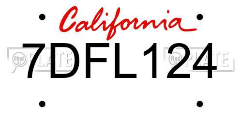 7DFL124 California License Plate